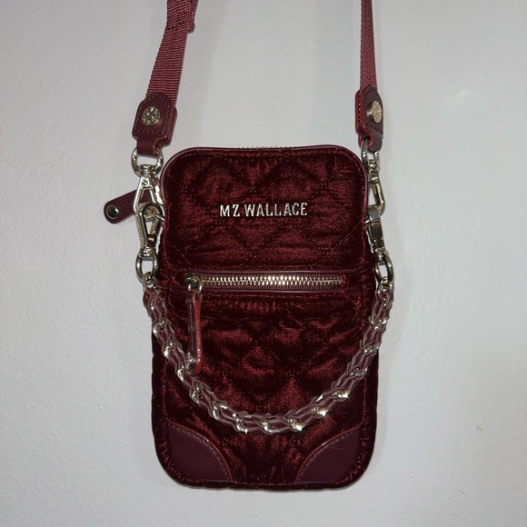 MZ Wallace Burgundy Velvet Crossbody Bag - Picture 1 of 8